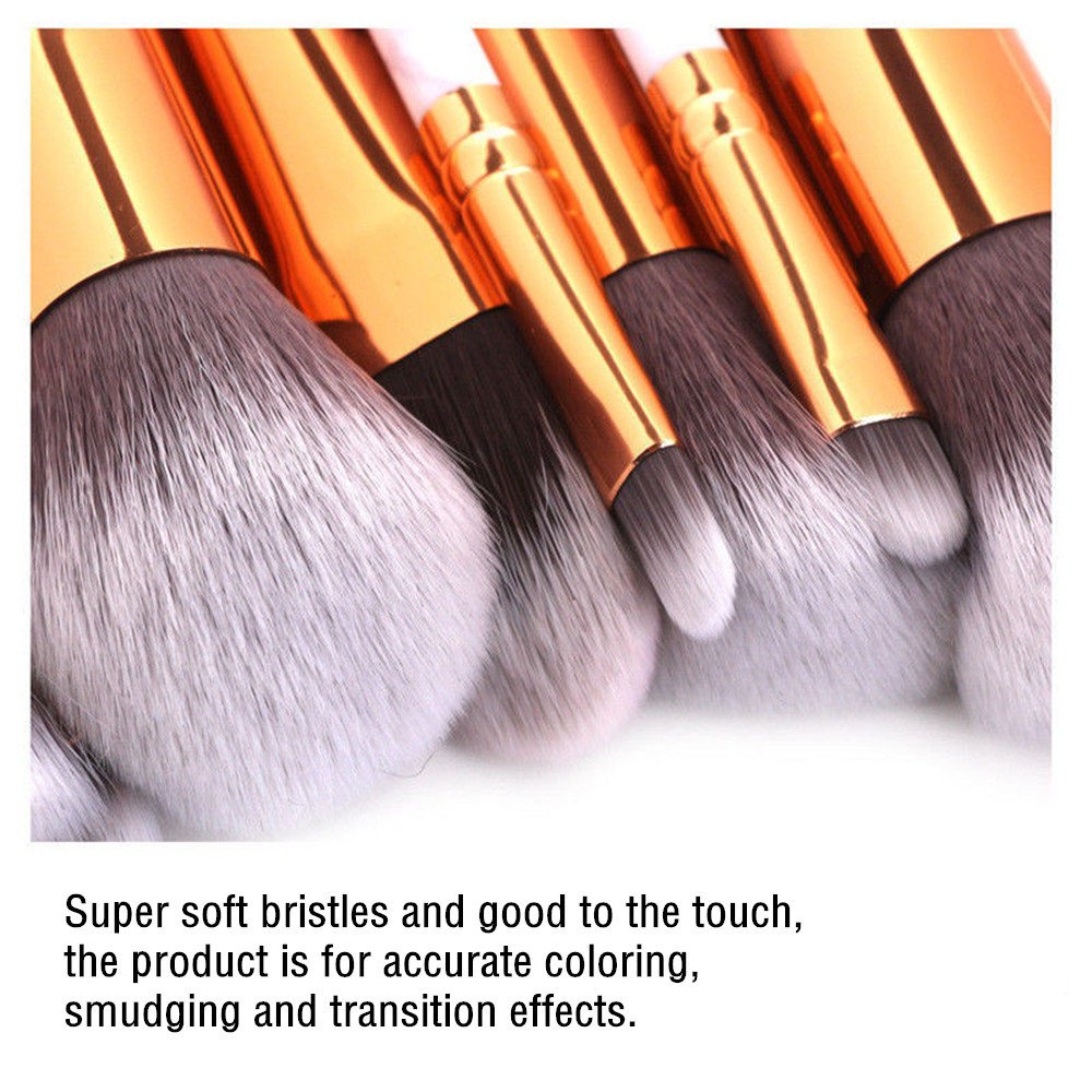 Seprofe 10-Piece Marble Makeup Brush Set - Foundation, Concealer & Eye Brushes for Professional Makeup
