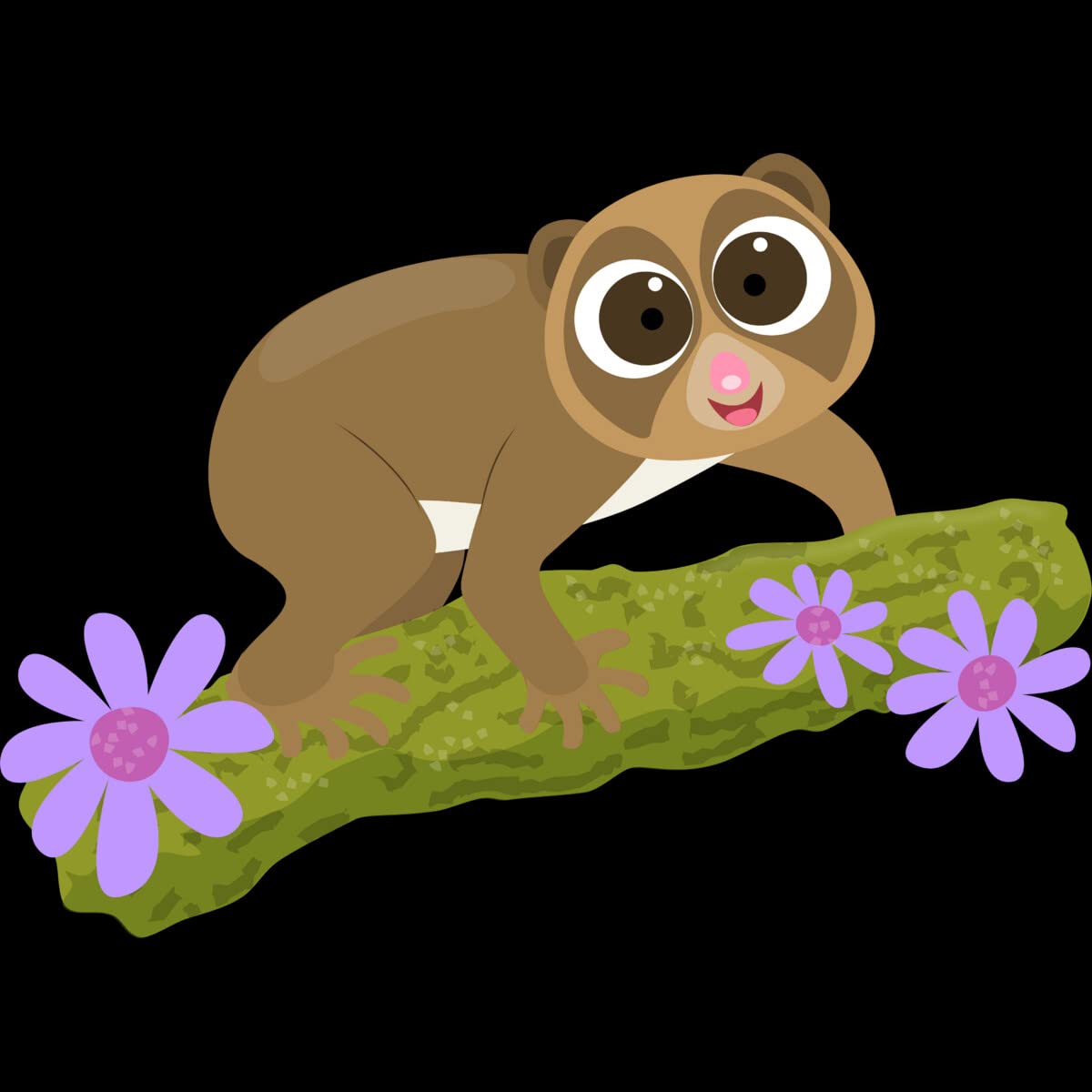Design By Humans Men's Cute Happy Slow Loris on Branch Cartoon Graphic Tank Top - Funny Animal Print Tee for Casual Wear & Gifts - Perfect for Summer Outfits, Beach Trips, and Relaxing Weekends