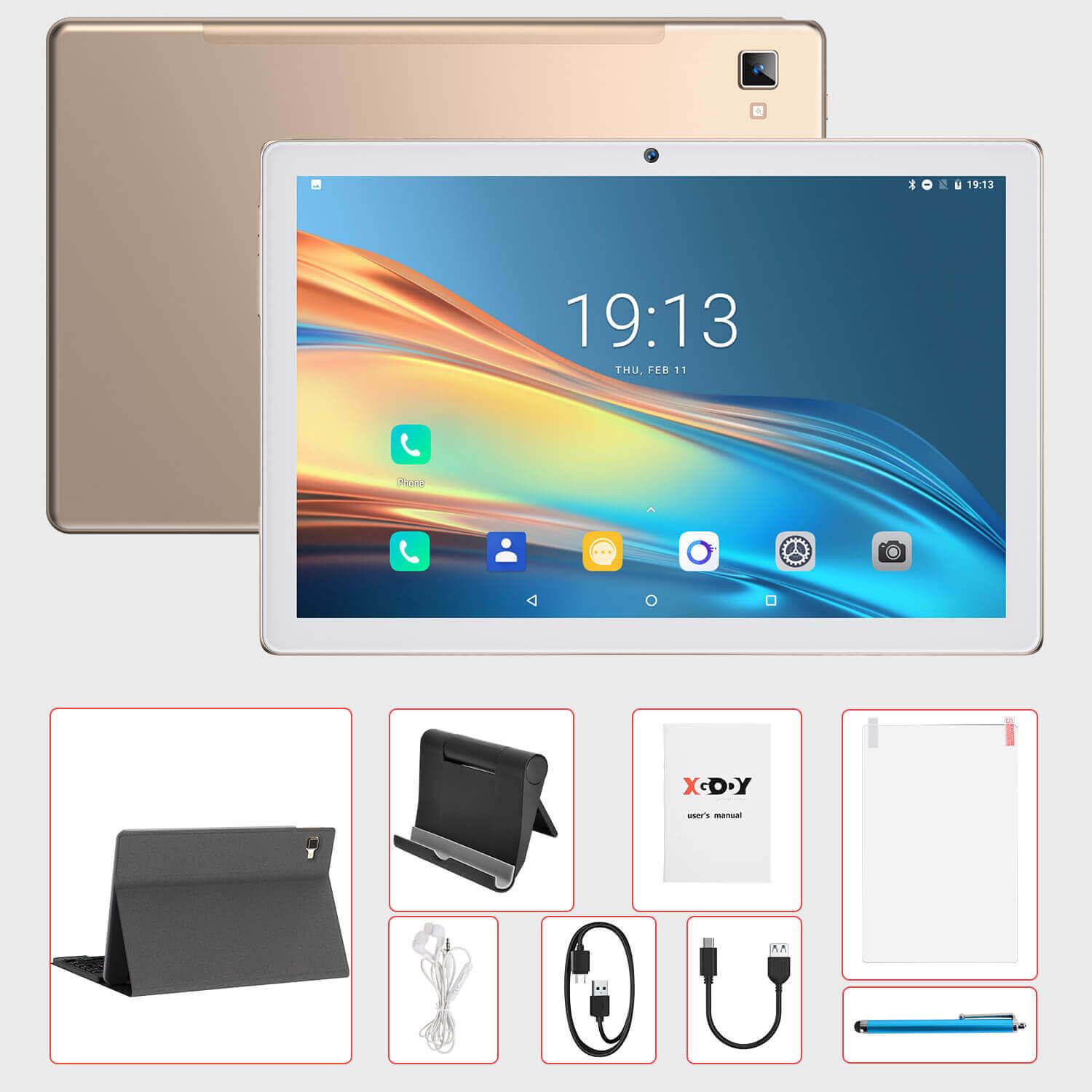 XGODY P60 PRO 10.1 Inch 4G LTE Android Tablet with Octa-Core Processor, 6GB RAM 128GB Storage, Bluetooth 5.0 - Perfect for Online Learning, Business Work & Entertainment