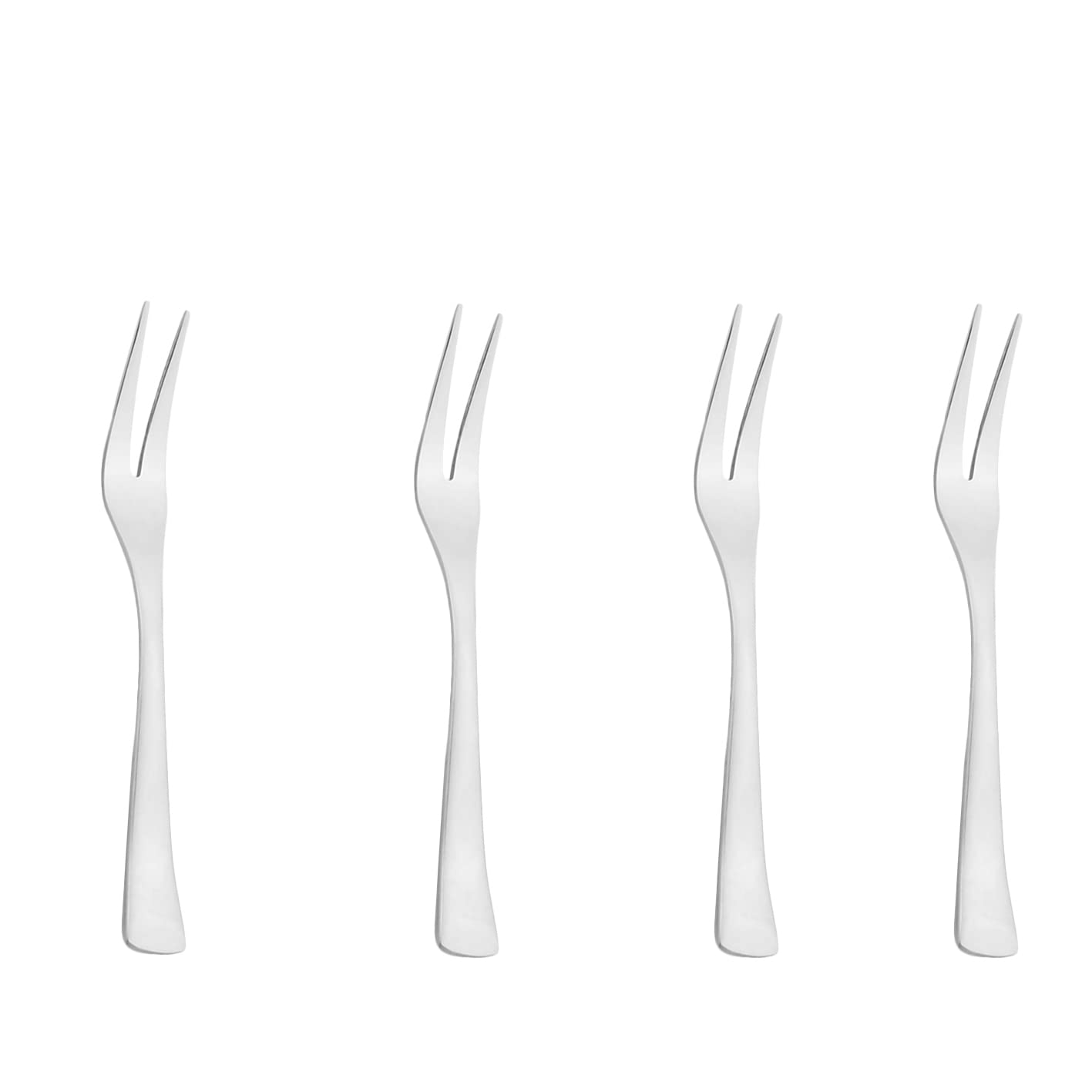 Gugrida 4-Piece SUS 304 Stainless Steel Two-Prong Forks Set - Silver Dessert Forks for Fruit, Cake, Appetizers, Cheese & Charcuterie Boards - Perfect for Parties, Weddings & Elegant Dining