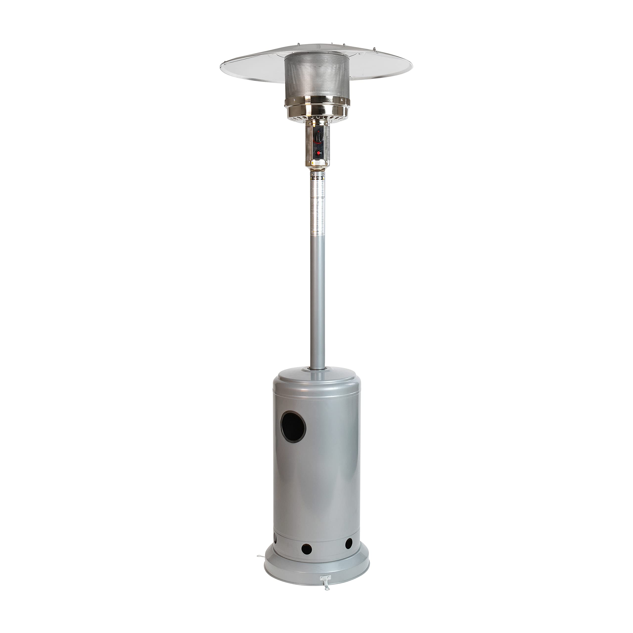 EMMA + OLIVER 7.5FT Outdoor Patio Heater - 40,000 BTU Silver Steel Round Patio Heater for Backyard, Deck, Garden & Restaurant Outdoor Heating