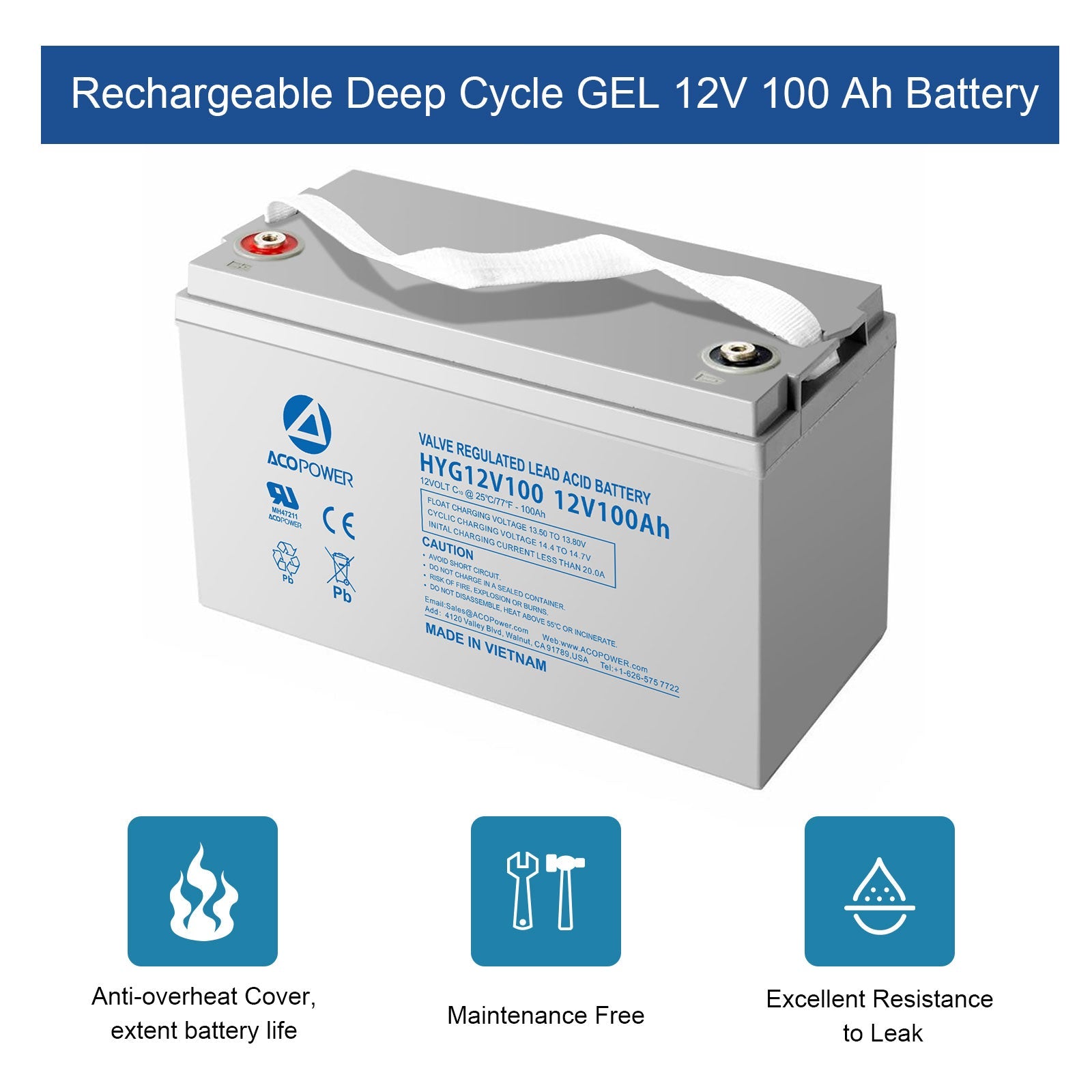 ACOPOWER 12V Deep Cycle GEL Battery Solar Power Kit with Inverter - Complete Off-Grid System for RV, Boat, Cabin & Home Backup Power - Perfect for Camping, Marine & Emergency Power Outages