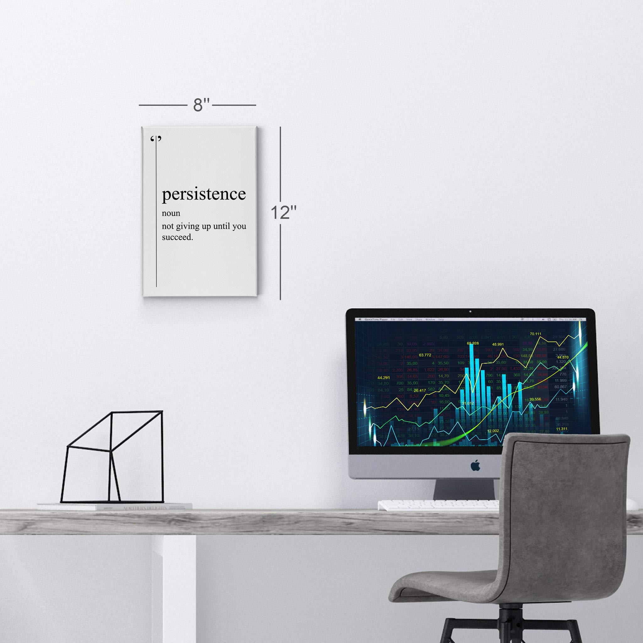 Persistence Definition Motivational Canvas Wall Art - Black & White Dictionary Quote Print for Office Decor, Inspirational Gift for Entrepreneurs, 40x30 Inch Ready to Hang | Perfect for Home Office, Study Room & Workspace Motivation