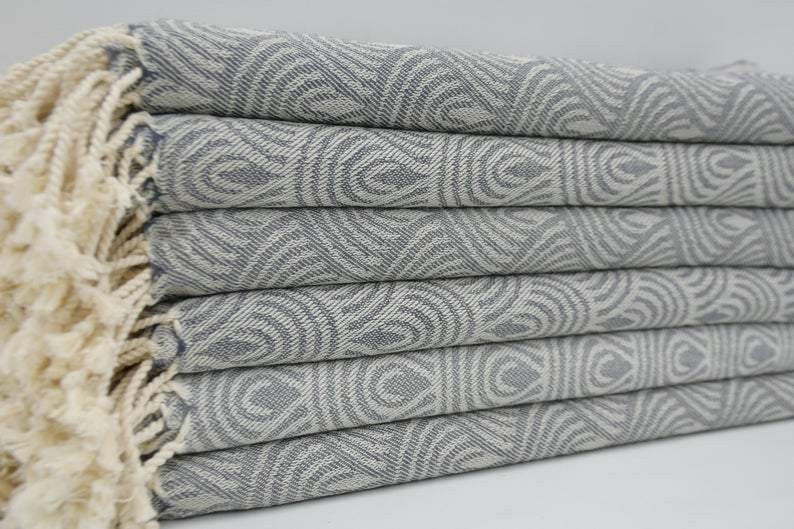 Premium Gray Waves 100% Cotton Bath Towel Set - Ultra Soft & Absorbent for Spa, Beach & Gym - Luxury Bathroom Essentials (2-Pack)