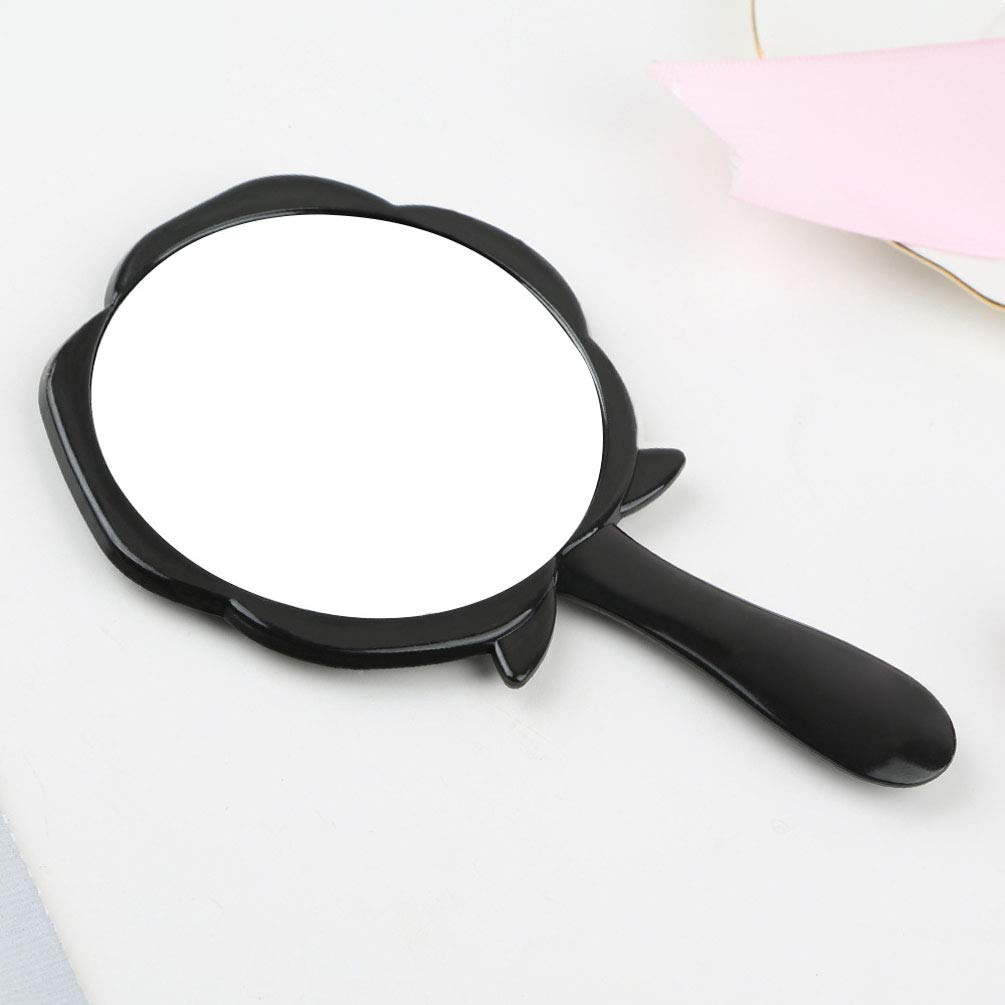 Teensery 2 Pack Rose Flower Shaped Plastic Hand Mirror - Portable Travel Makeup Mirror for Women & Girls (Black) - Perfect for Home, Travel, and Beauty Routines