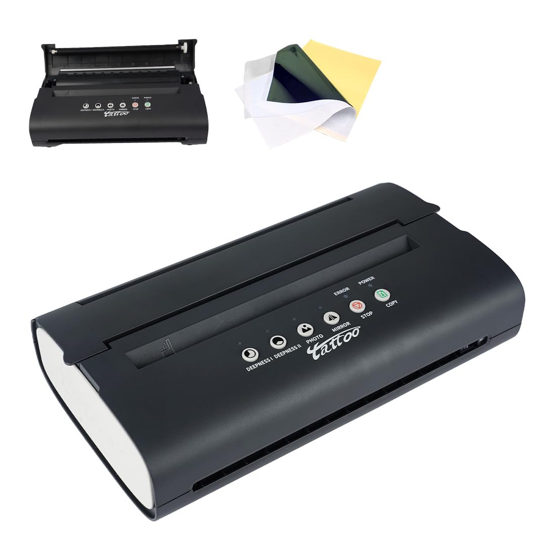 Dragonhawk Black Tattoo Transfer Stencil Machine - Professional Thermal Copier Printer for Tattoo Artists (Model ZY003-2) | Perfect for Tattoo Studios, Body Art Designs & Permanent Makeup Applications