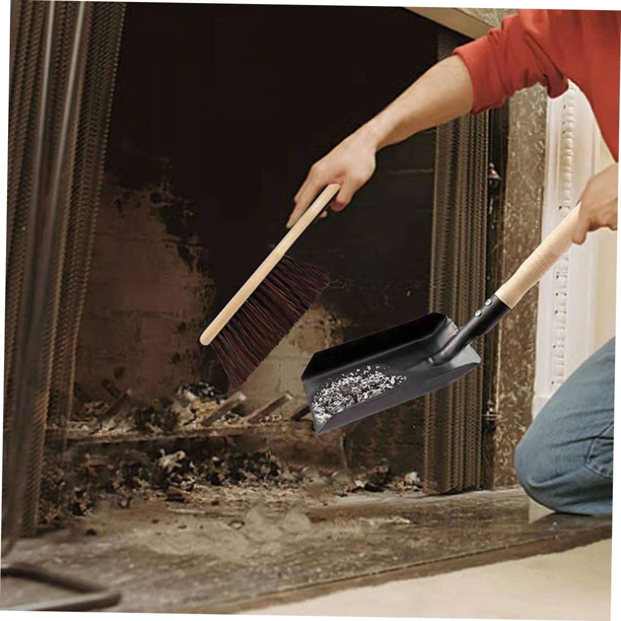 Homoyoyo Fireplace Accessory Kit - 5-Piece Set with Cleaning Broom, Ash Shovel, Duster, Heat-Resistant Gloves & Storage Bag | Essential Tools for Wood Stove, Fire Pit & Hearth Maintenance | Perfect for Indoor/Outdoor Fireplace Cleaning & Ash Removal