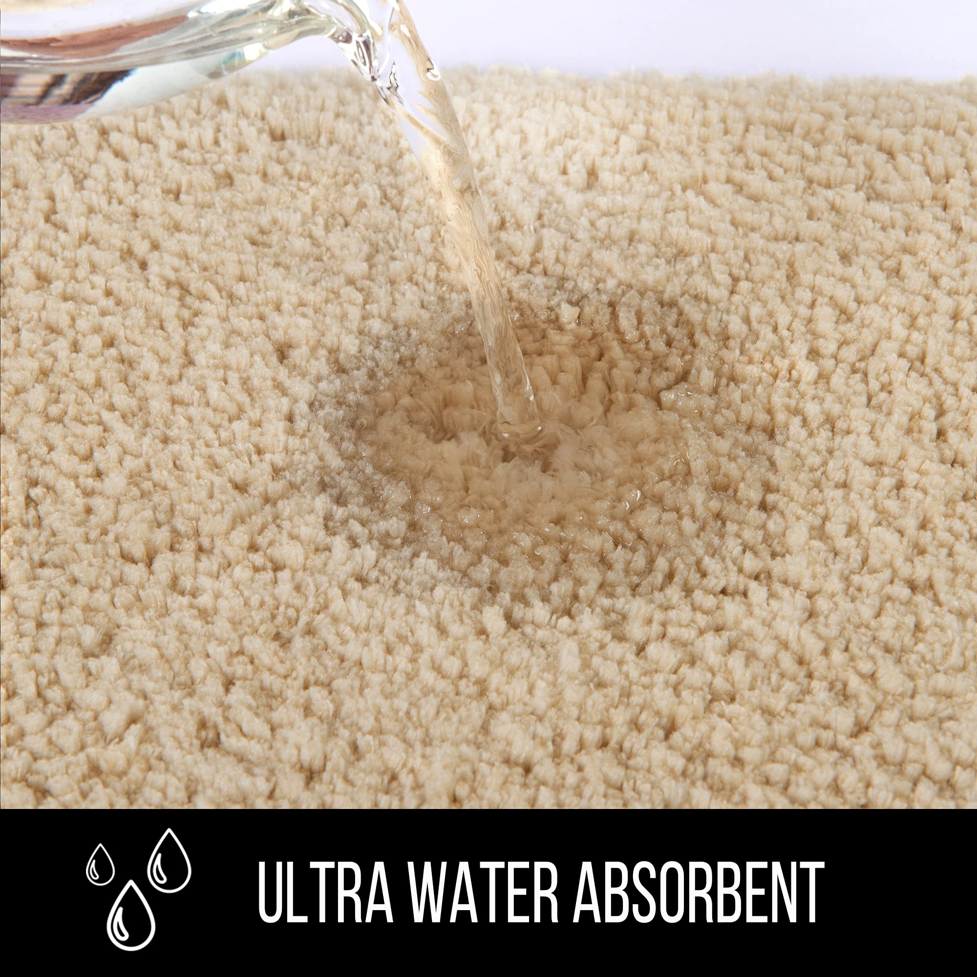 Non-Slip Bathroom Rug 60x24 Inches - Ultra Soft & Absorbent Microfiber Bath Mat for Shower, Tub & Vanity - Machine Washable, Durable & Water Absorbent - Beige Fluffy Bathroom Carpet for Wet Areas (Home, Spa, Hotel Use)