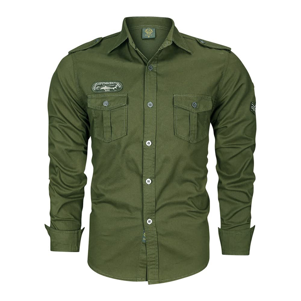 Men's Cotton Cargo Bomber Jacket Shirt - Military Tactical Style for Outdoor Adventure & Casual Wear