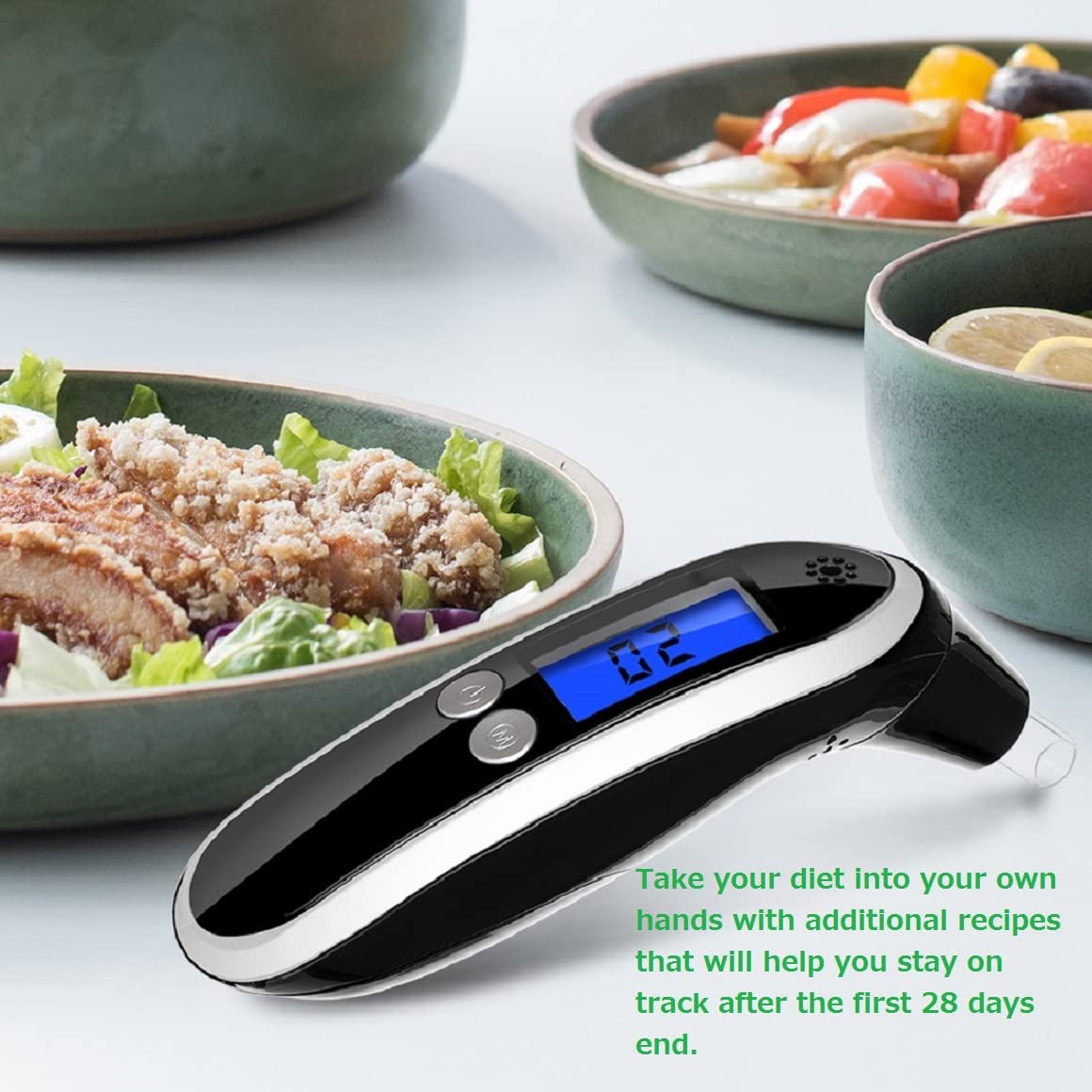 Ketone Breath Tester - Accurate Ketosis Meter & Keto Breathalyzer with 10 Reusable Mouthpieces (Black) | Track Ketosis for Weight Loss & Low Carb Diet | Perfect for Keto Dieters & Fitness Enthusiasts