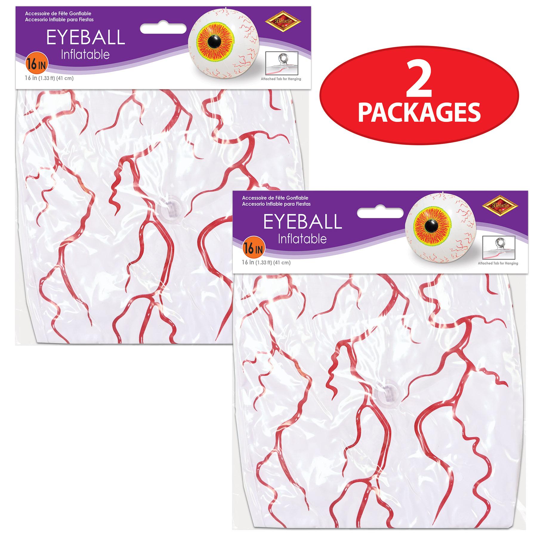 12 Pack Beistle Halloween Inflatable Eyeballs - Spooky Party Decorations for Halloween, Haunted House, and Outdoor Yard Decor