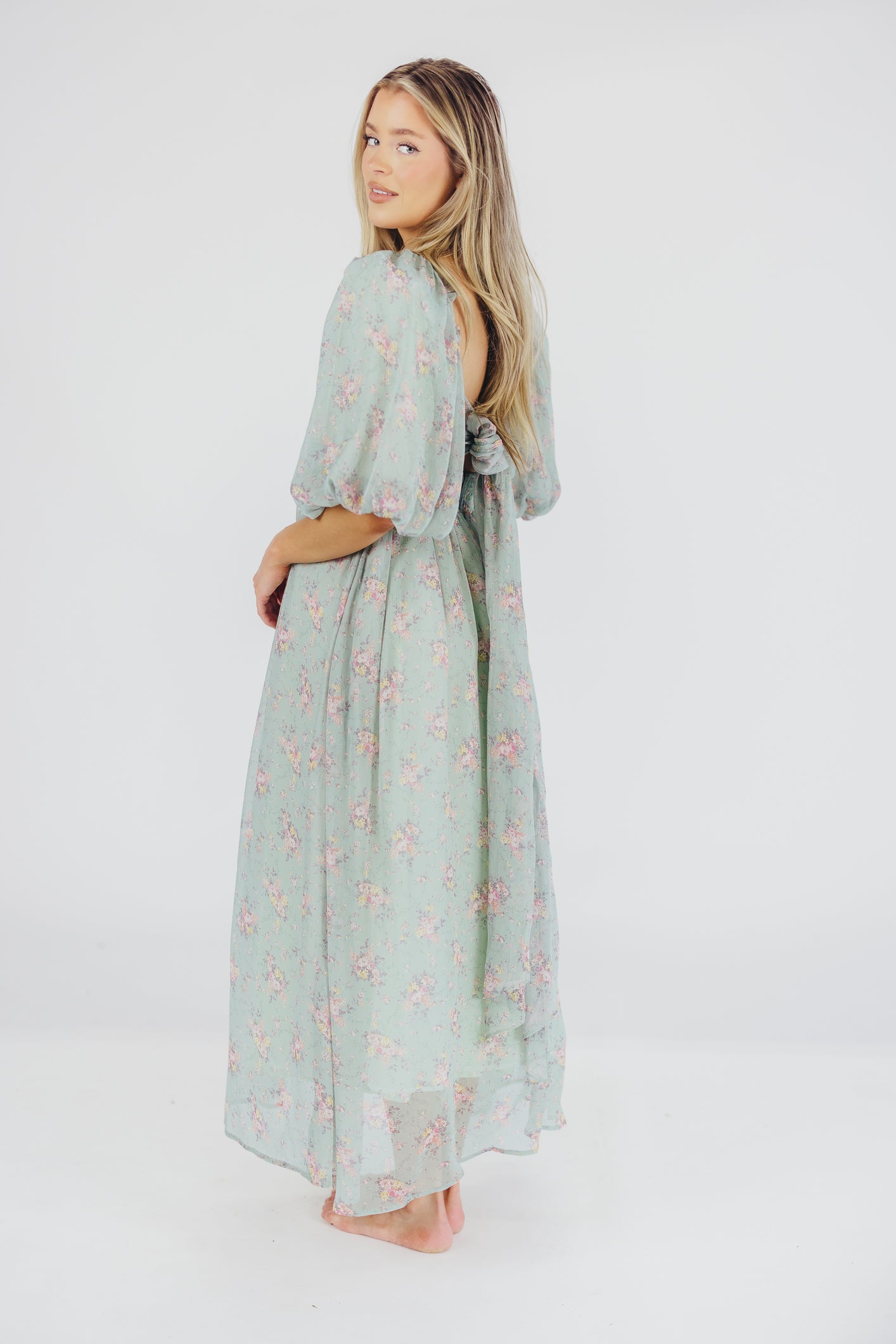 Melody Maxi Dress in Turquoise Floral Print - Bump Friendly Maternity Dress & Inclusive Sizing (S-3XL) - Perfect for Beach Vacations, Summer Weddings and Boho Chic Outfits