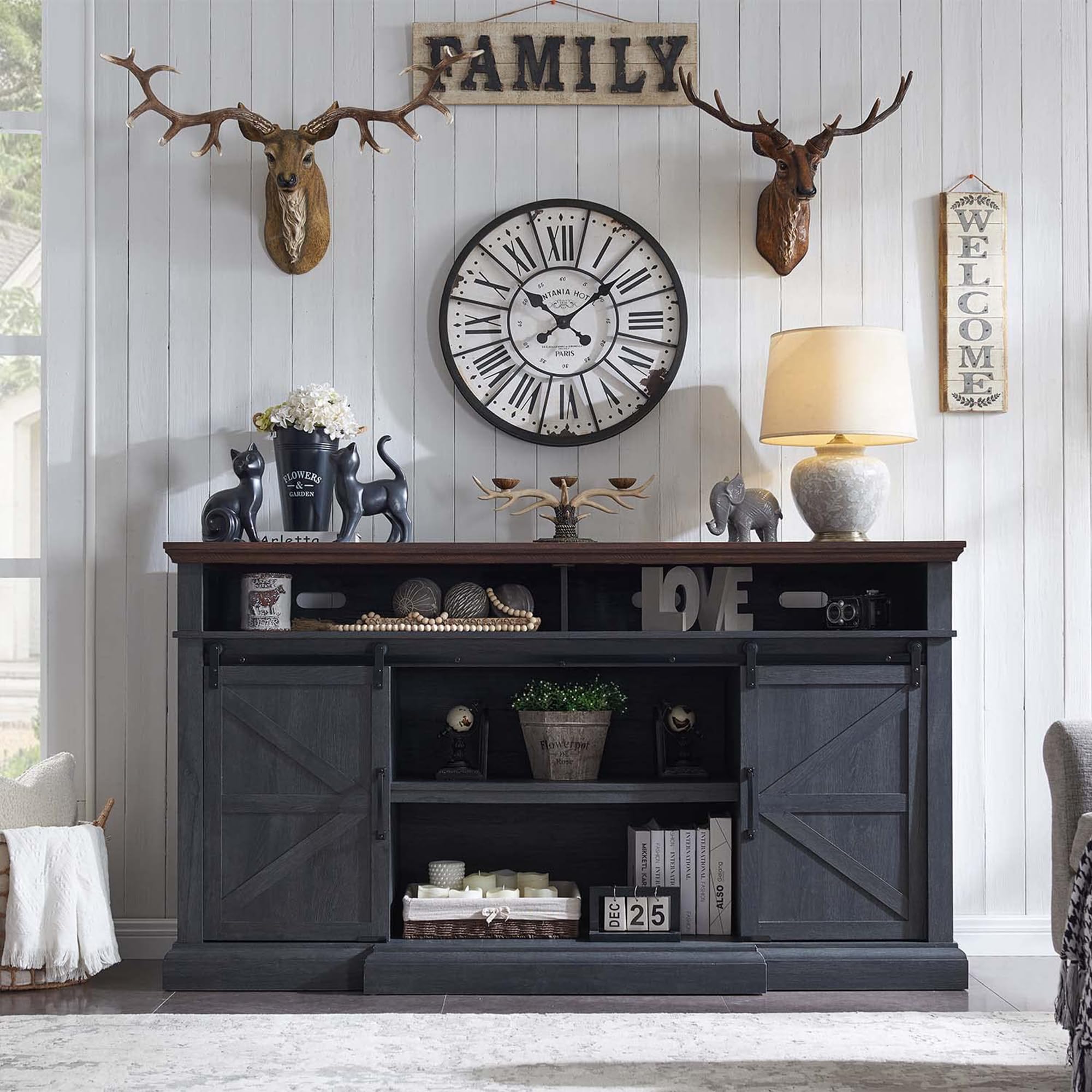 Farmhouse TV Stand for 80 Inch TVs - 38