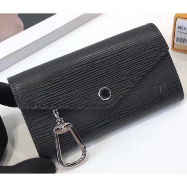 LV Key Pouch in Epi Leather - Black | Luxury Compact Wallet for Keys & Cards | Perfect for Everyday Use, Travel & Gifting