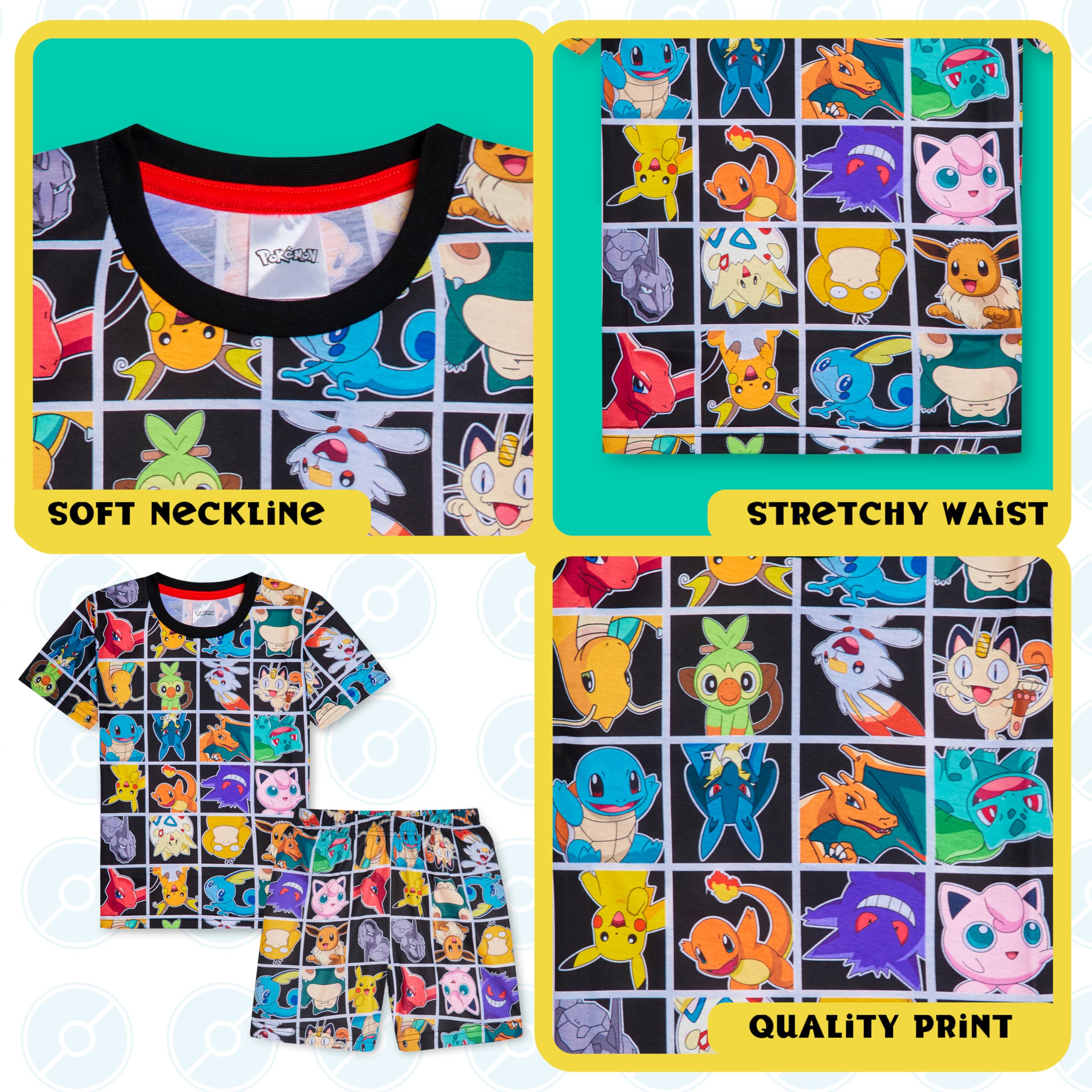Pokemon Boys Pajama Set - Summer T-Shirt & Shorts for Kids - Sleepwear & Gifts
