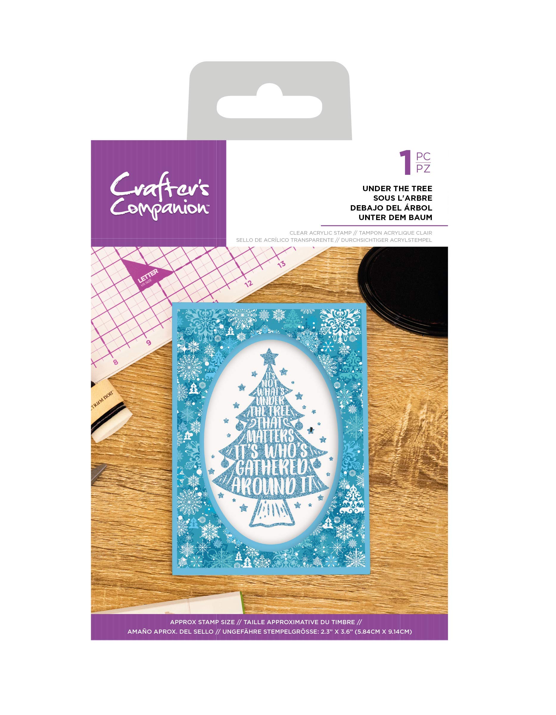 Crafter's Companion Clear Acrylic Stamps - Under The Tree Design for DIY Christmas Cards, Scrapbooking & Holiday Crafts