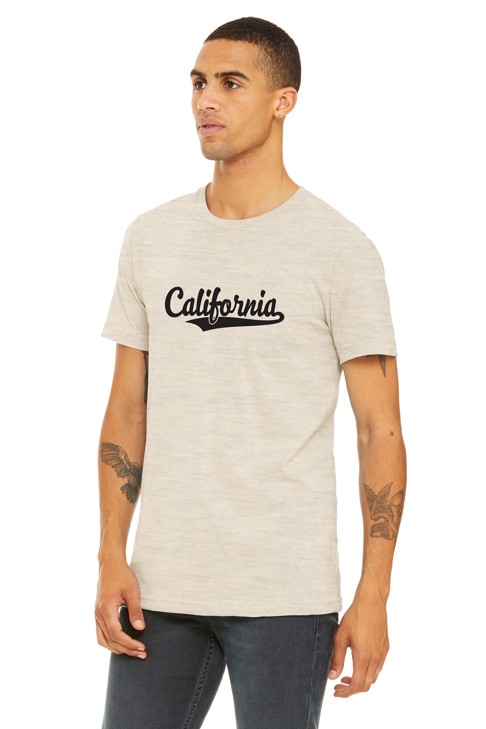 Daxton Unisex California Script T-Shirt - Soft Cotton Crewneck Tee with Vertical Back Print for Men & Women | Casual Wear, Street Style, Everyday Outfits