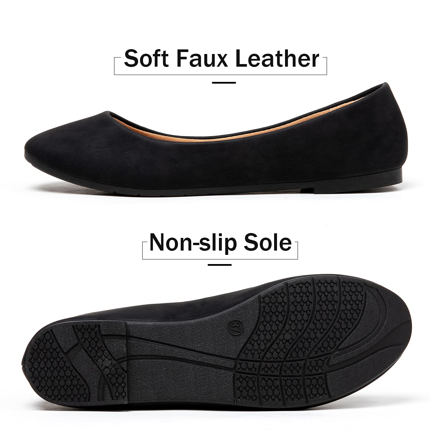Katliu Women's Comfortable Round Toe Ballet Flats - Slip On Walking Shoes for Work, Travel & Everyday Wear