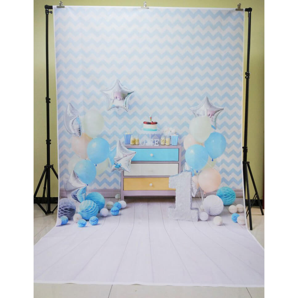 3x4m Blue Birthday Backdrop - Premium Polyester Fabric with Adorable Baby Design 2 - Perfect for Baby Showers, First Birthdays & Nursery Decor - Limited Stock Clearance Sale