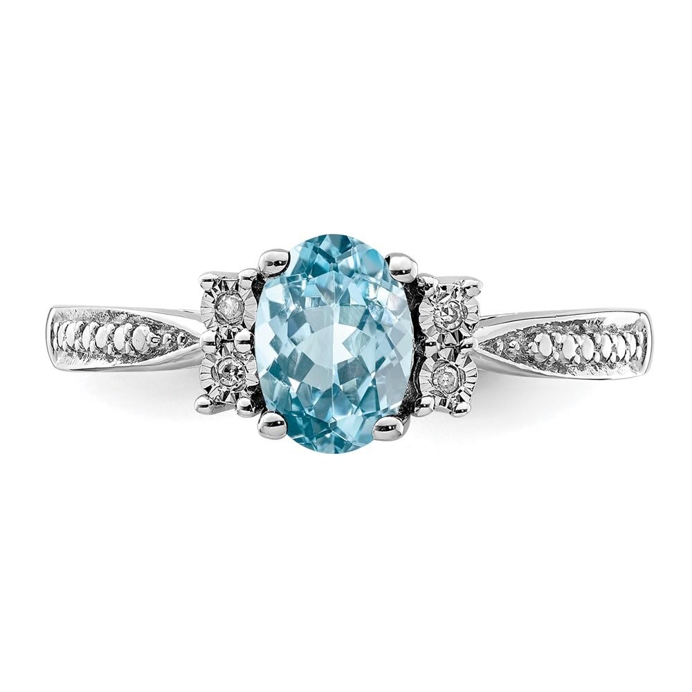 Diamond2Deal 925 Sterling Silver Diamond & Blue Topaz Engagement Ring - 0.92ct, Size 5-10 - Perfect for Proposals, Anniversaries & Romantic Gifts