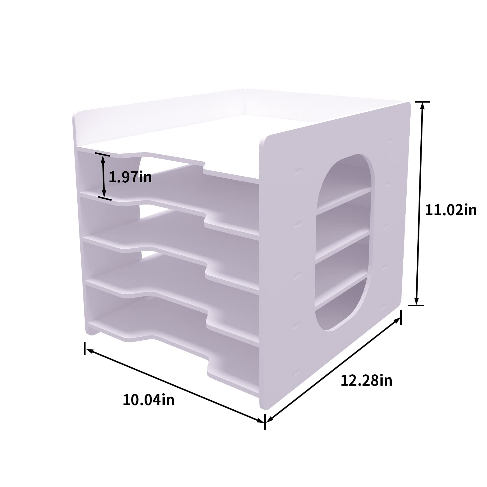 5-Tier White Paper Organizer for Desk - File Holder, Mail & Letter Tray, Document Sorter - Office, Home, School & Classroom Storage Solution for Notebooks, Documents & Stationary