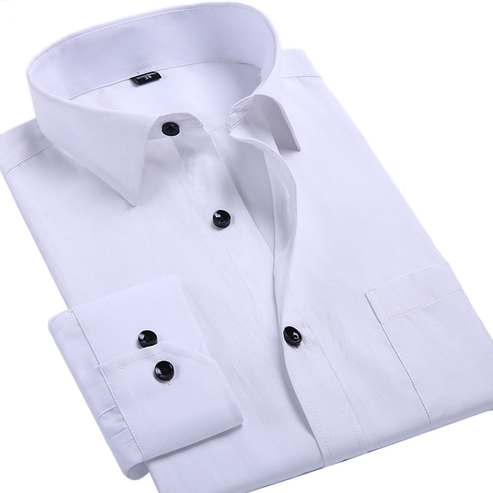 Only Faith Men's Slim Fit Long Sleeve Dress Shirt - Solid Color Formal & Casual Button Down Shirt for Office, Business, Wedding & Everyday Wear