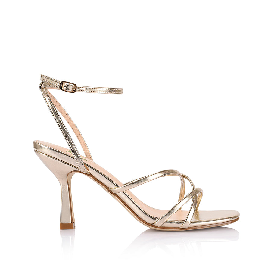 Penelope Strappy Sandals for Women - Elegant Champagne Gold Summer Sandals | Comfortable Dressy Heels for Weddings, Parties & Date Nights