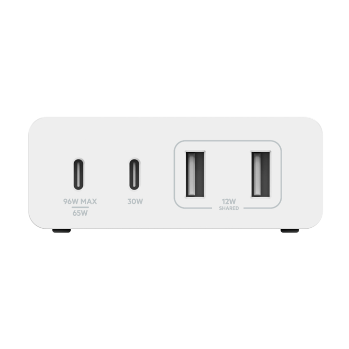 Belkin 108W USB C GaN Fast Charger with PD 96W Max, 30W GaN PD & Dual 12W USB A Ports - White | Perfect for Laptops, Phones & Tablets at Home, Office or Travel