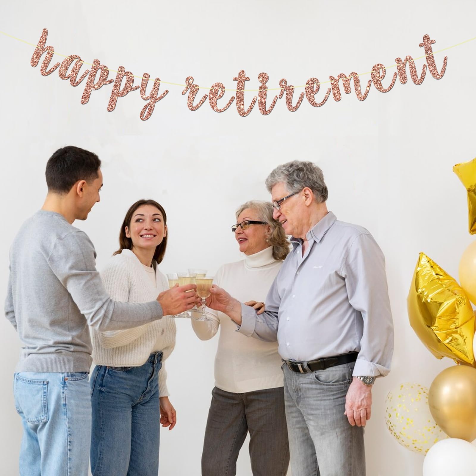 Rose Gold Happy Retirement Banner - Glitter Retirement Party Decorations, Retired Banner, Going Away & Farewell Party Supplies | Perfect for Office Celebrations, Home Decor & Milestone Events