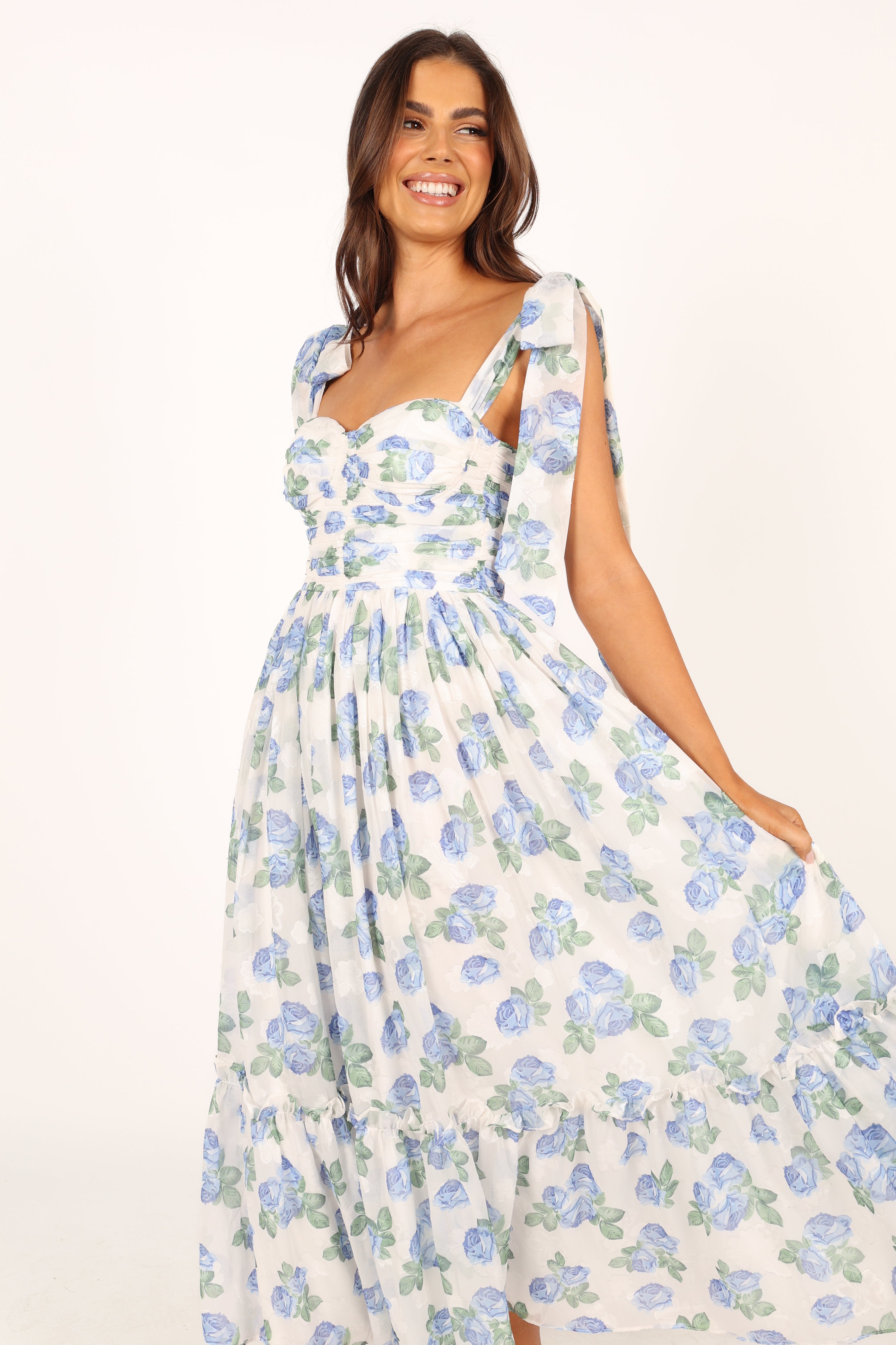 Floret Midi Dress - Blue Floral Summer Dress for Women | Perfect for Beach Vacations, Garden Parties & Date Nights