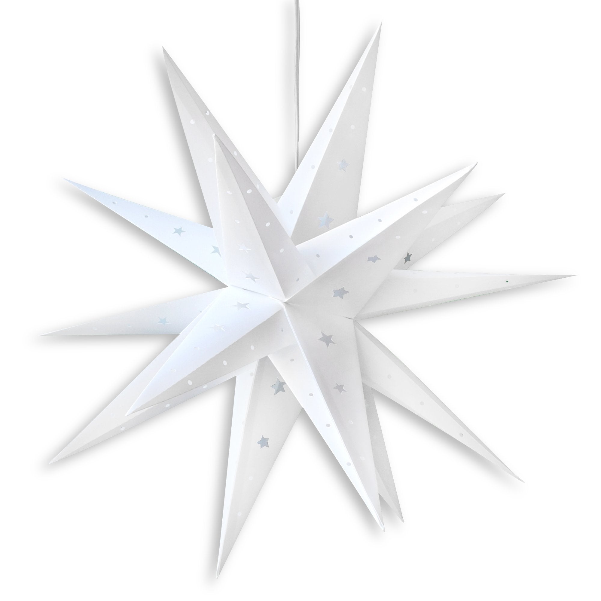 31 Inch White Weatherproof Moravian Star Lantern Lamp - Outdoor Hanging Decoration with Shade for Patio, Garden & Porch Lighting