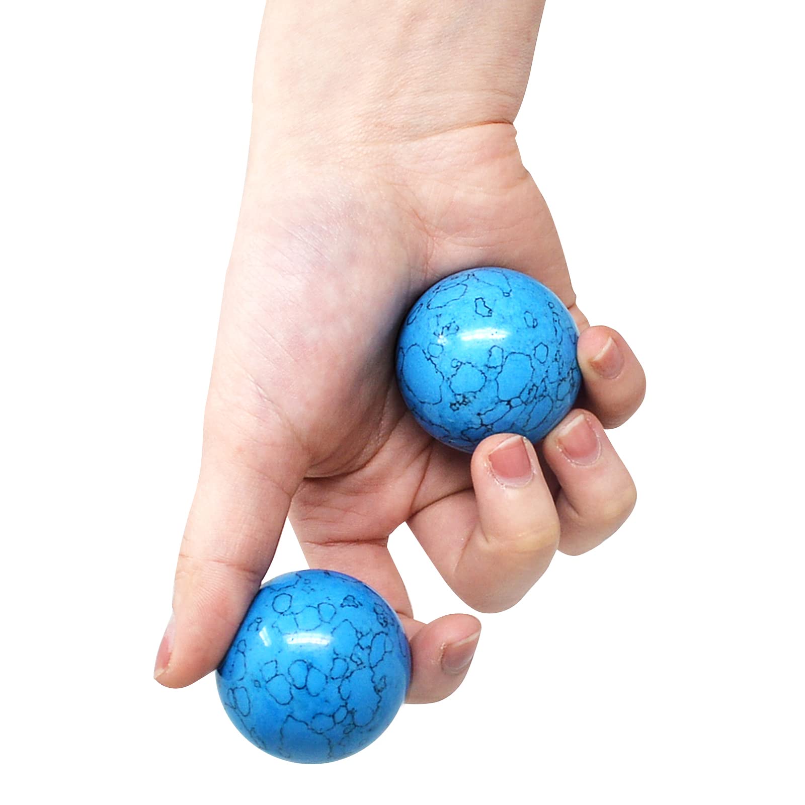 1.57 Inch Chinese Feng Shui Stone Baoding Balls - Stress Relief & Hand Exercise Therapy Balls with Gift Box (Blue) - Perfect for Meditation, Office Relaxation & Traditional Chinese Wellness Practice