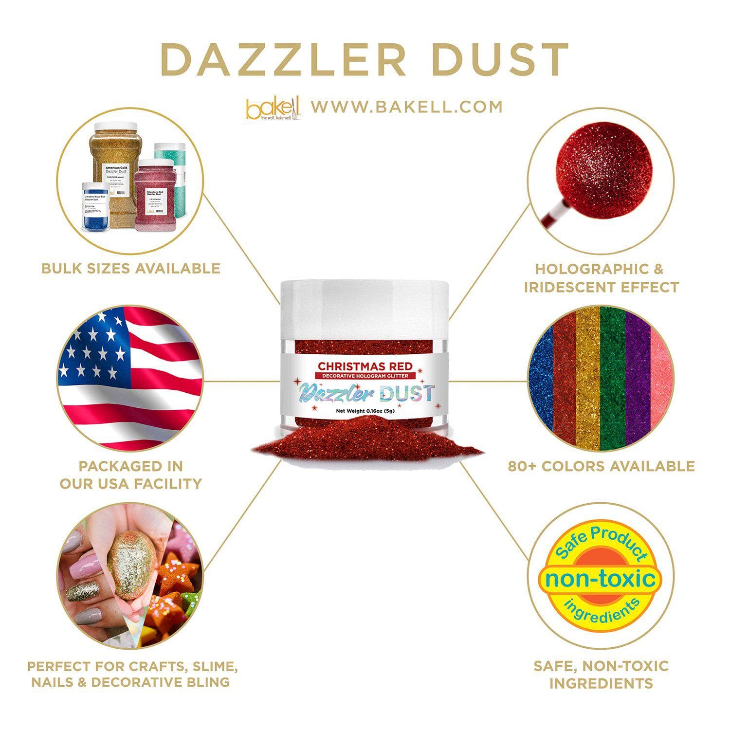 Christmas Red Dazzler Dust® - 5 Gram Glitter Jar for Holiday Crafts, DIY Decorations & Gift Wrapping