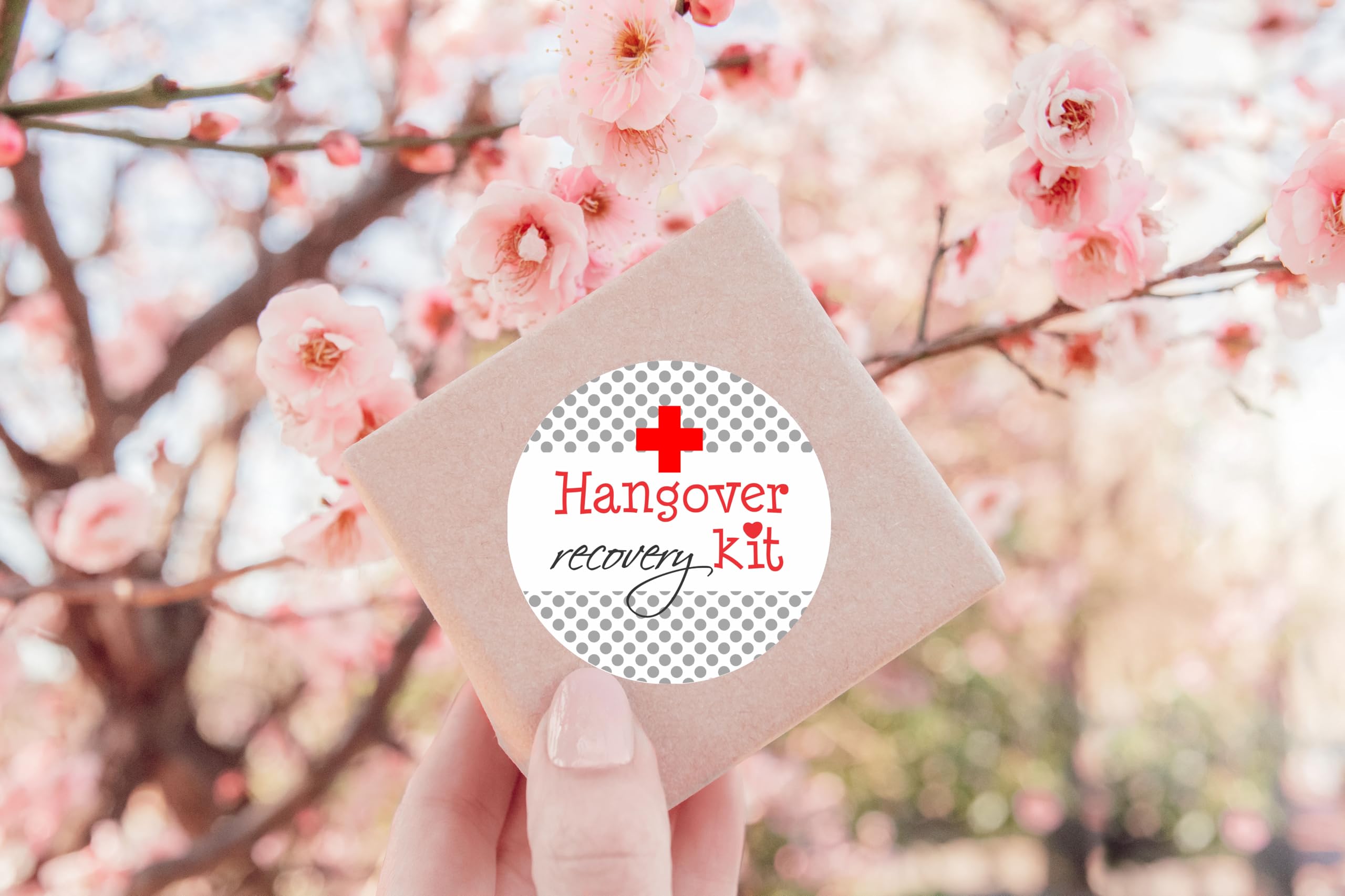 Hangover Relief Kit Stickers - Thank You Stickers for Wedding, Bachelor & Bachelorette Parties - Fun Polka Dot Design - Perfect for Party Favors, Gift Wrapping & Event Decorations