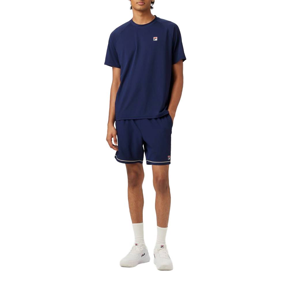 Fila Men's Short Sleeve Crewneck T-Shirt - Comfortable Cotton Blend Casual Top (Navy Blue) | Perfect for Gym, Workout & Everyday Wear