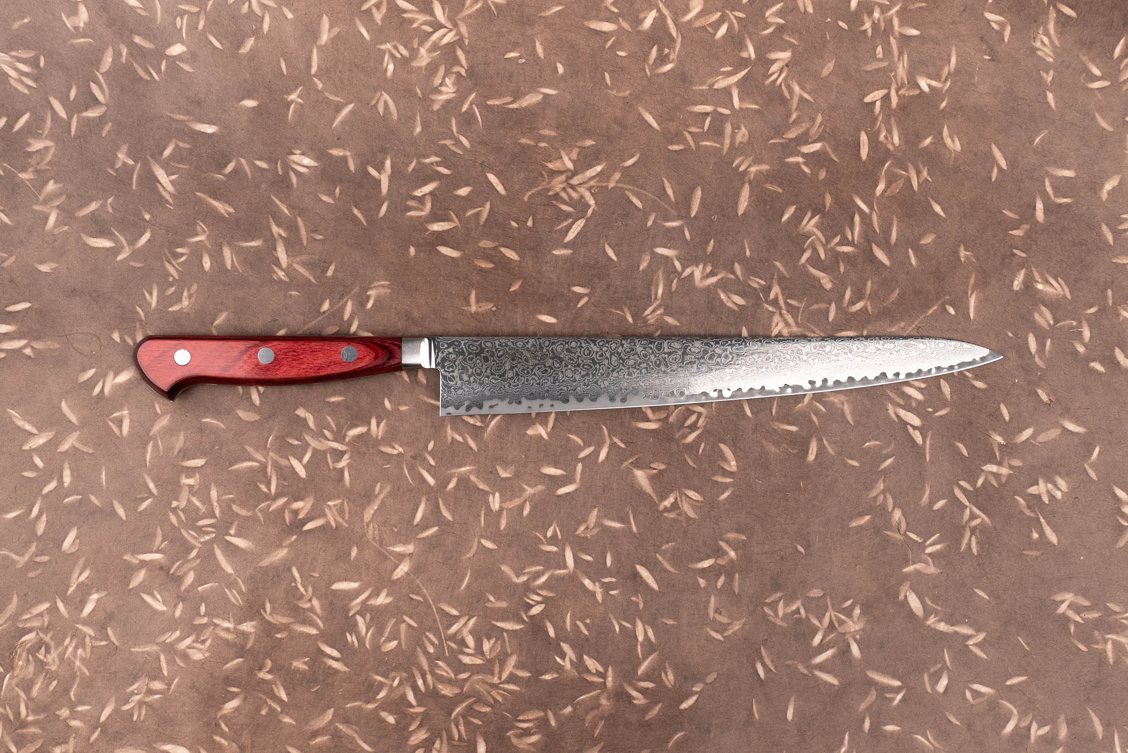 Premium Tsunehisa AUS10 Roku Damascus Steel Western Sujihiki Knife 240mm - Perfect for Slicing Sushi, Roasts & Delicate Proteins