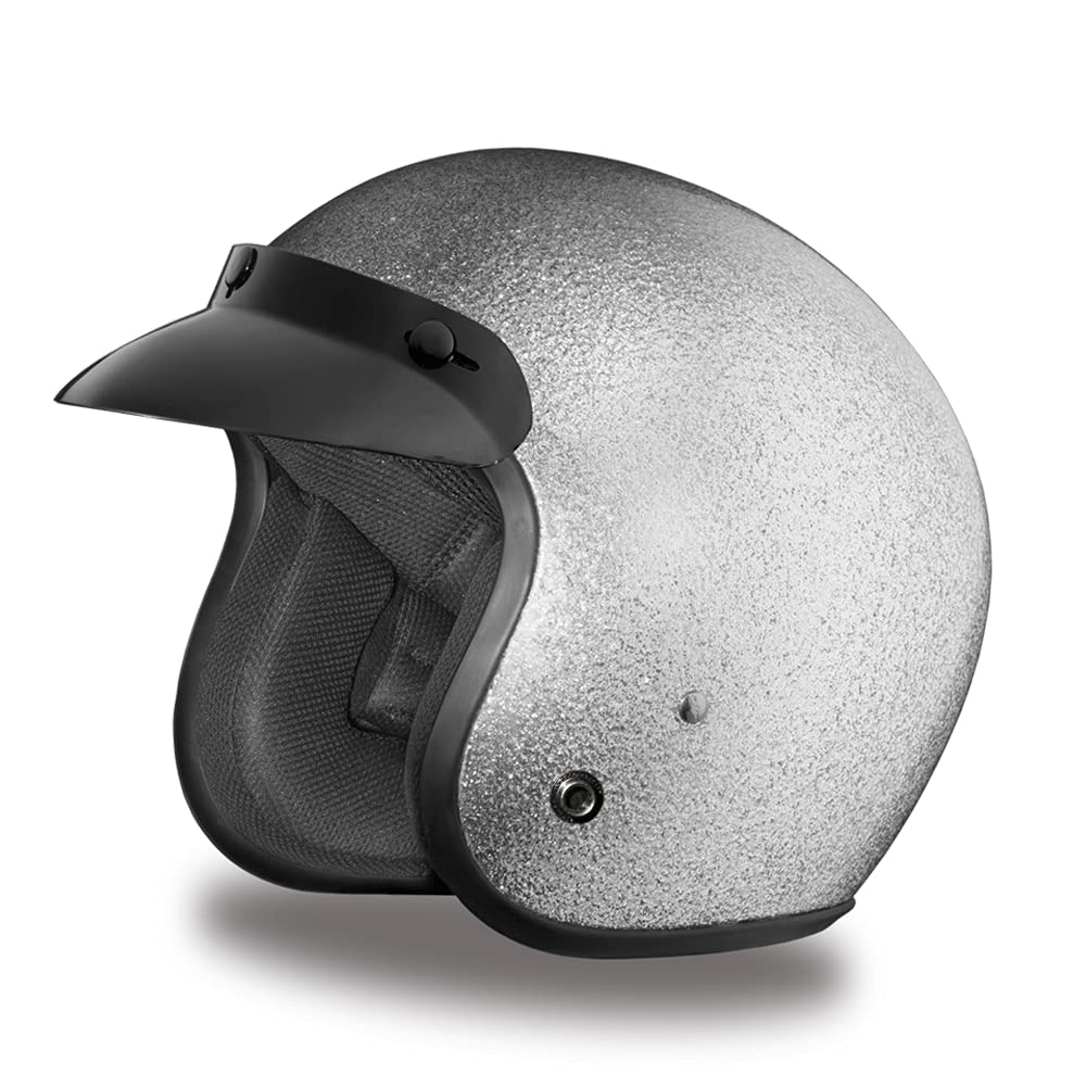 Daytona 3/4 Open Face Motorcycle Helmet DOT Approved - Lightweight Fiberglass Shell with Metal Flake Finish for Cruiser & Vintage Bike Riders - Perfect for City Commuting & Weekend Rides