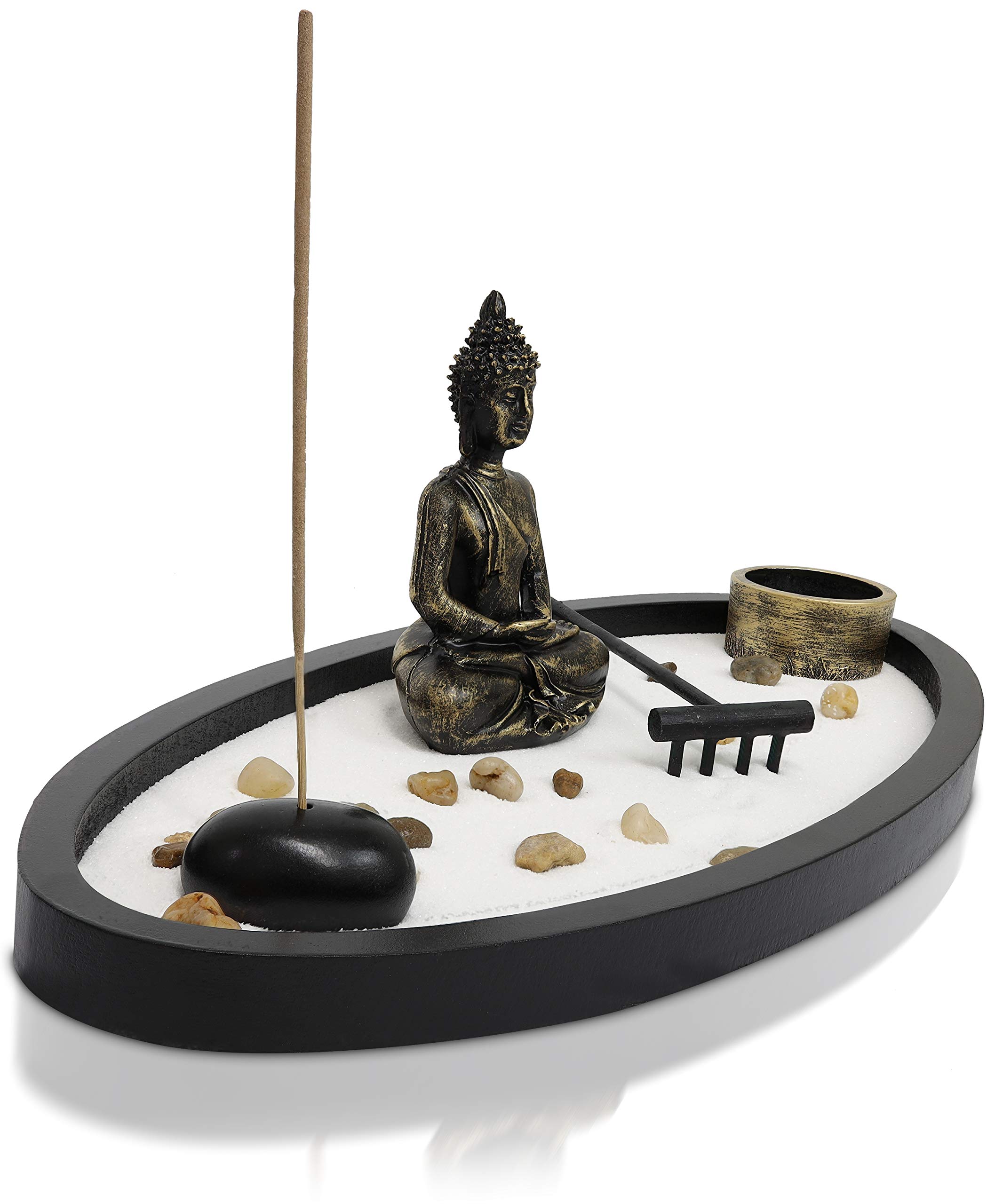 Japanese Zen Garden Kit with Buddha Incense Holder - 13.5