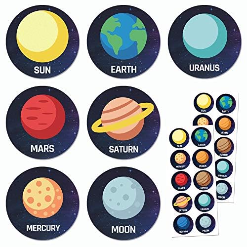 60 Sheets, 600 Stickers - Solar System Planet Stickers for Kids (1.5 Inch) - Perfect for Scrapbooking, School Projects, and Space-Themed Decorations