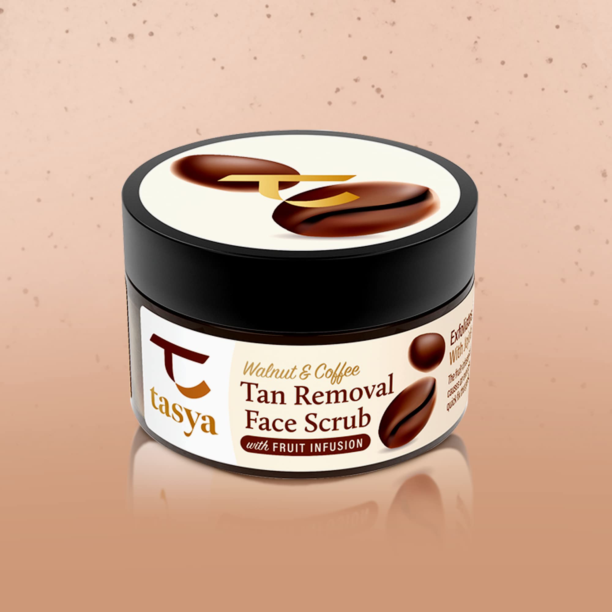 TASYA Coffee Walnut Face Scrub 100g - Exfoliating Tan Removal Gel with AHA Fruit Acids, Glycolic Acid & Jojoba Beads for Brightening, Smoothing & Even Skin Tone | Natural Coffee Facial Scrub for Daily Skincare Routine & Spa Treatment at Home