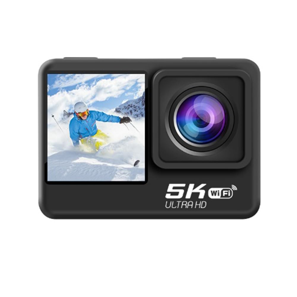 HUPYOMLER Dual Screen 170° HD Waterproof Action Camera - Portable Anti-Shake Mini Underwater Camera for Diving, Snorkeling, Surfing & Outdoor Adventures (Black)