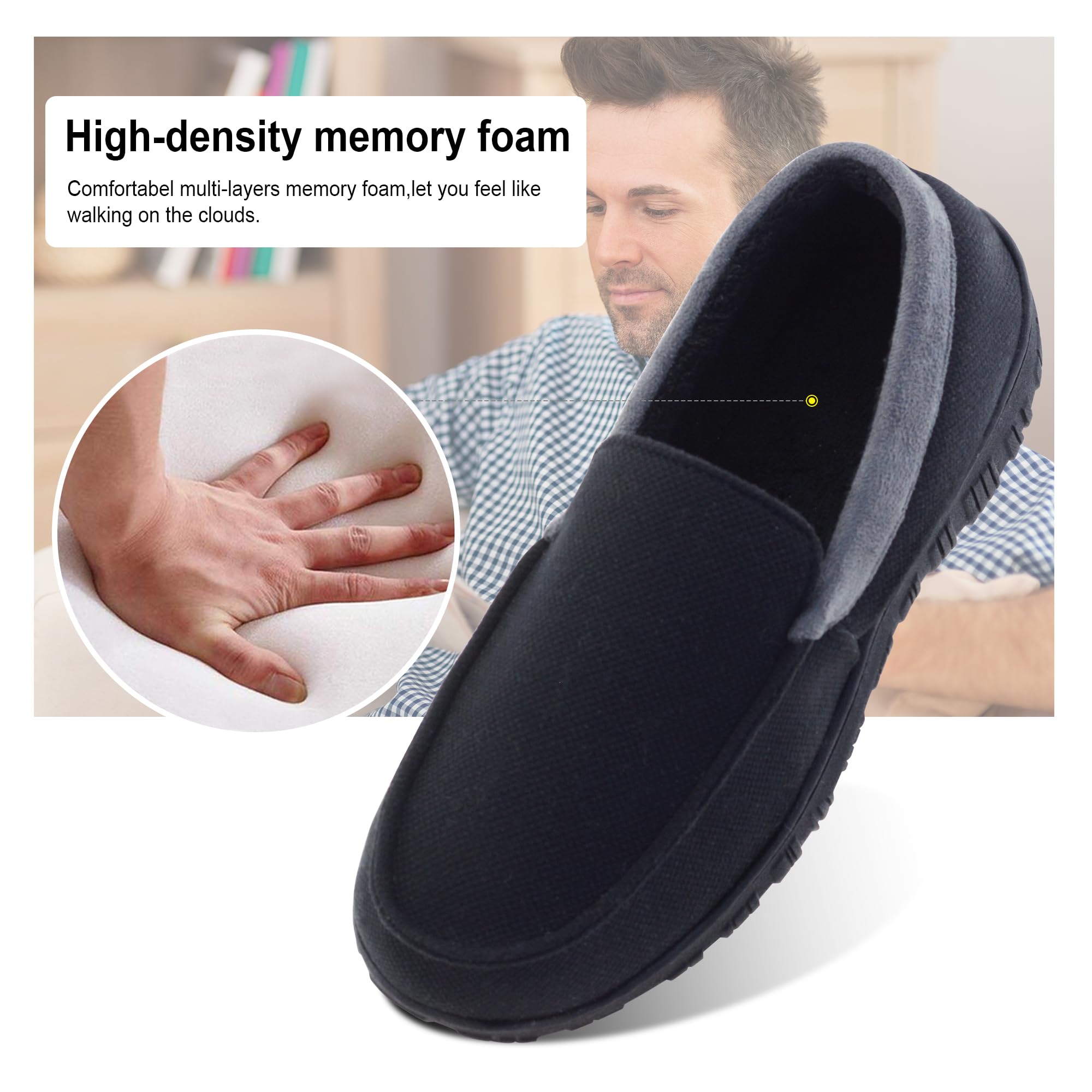 Men's Comfortable Indoor Outdoor House Slippers - Soft & Supportive Home Shoes for Relaxing, Lounging & Quick Errands