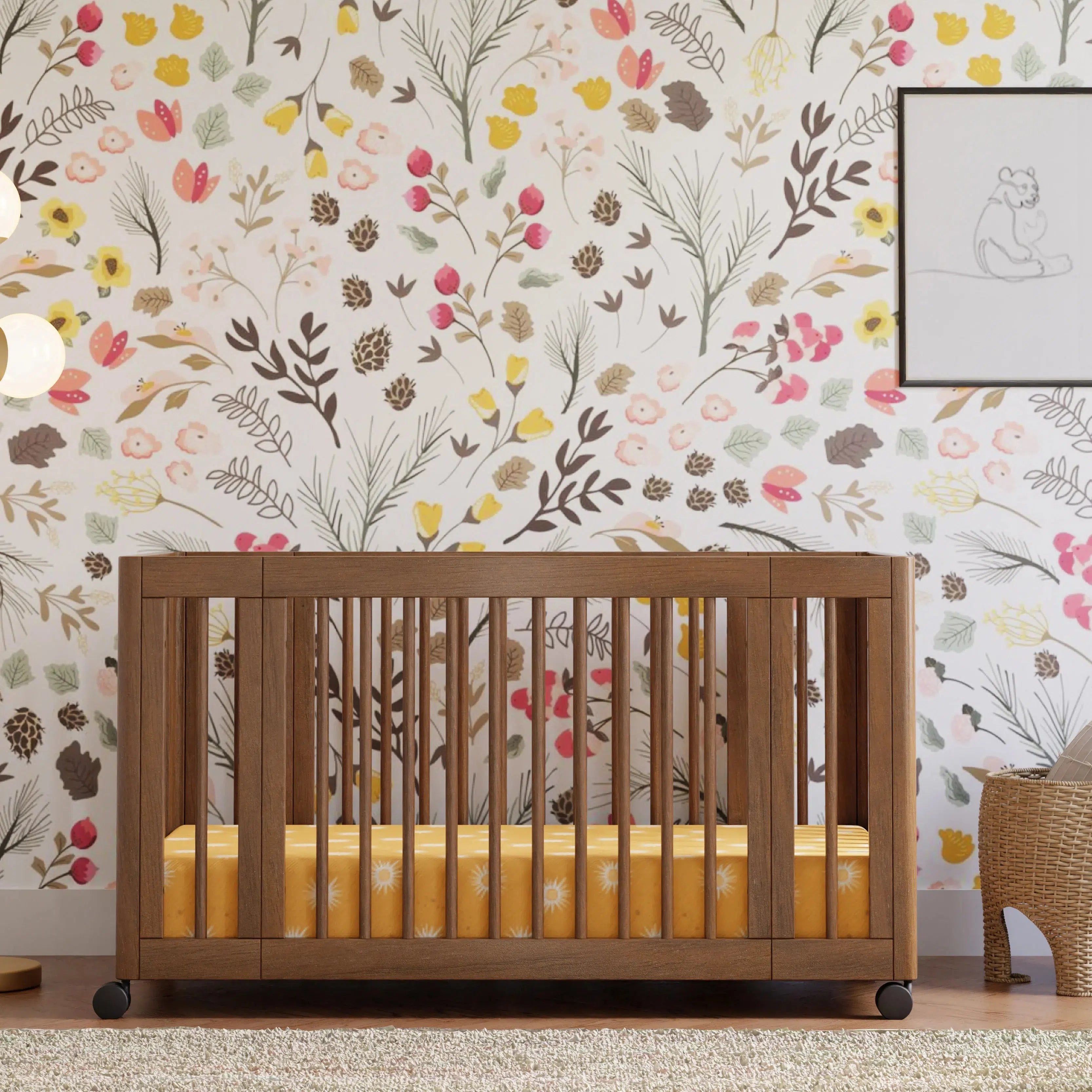 Babyletto Yuzu 8-in-1 Convertible Crib in Natural Walnut - Nursery to Toddler Bed for Safe & Stylish Baby Room Decor