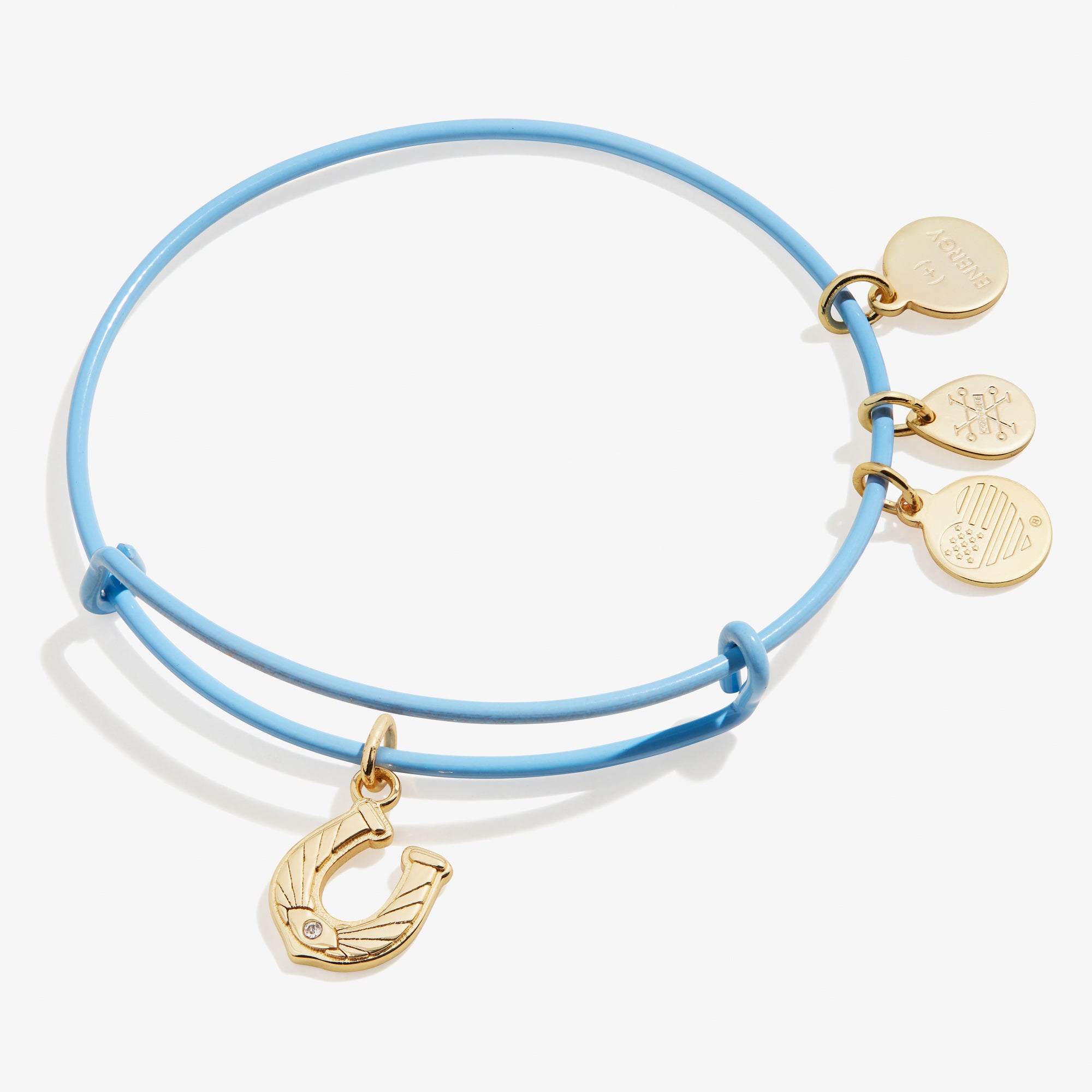Sky Blue Horseshoe Charm Bangle Bracelet for Women - Lucky Jewelry Gift for Birthday, Anniversary & Everyday Wear