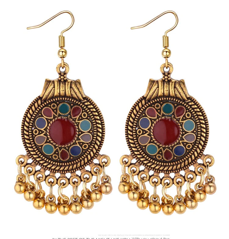 Oxidized Waterdrop Dangle Tassel Earrings for Women - Boho Chic Vintage Style Jewelry (E872) | Perfect for Parties, Weddings & Everyday Wear