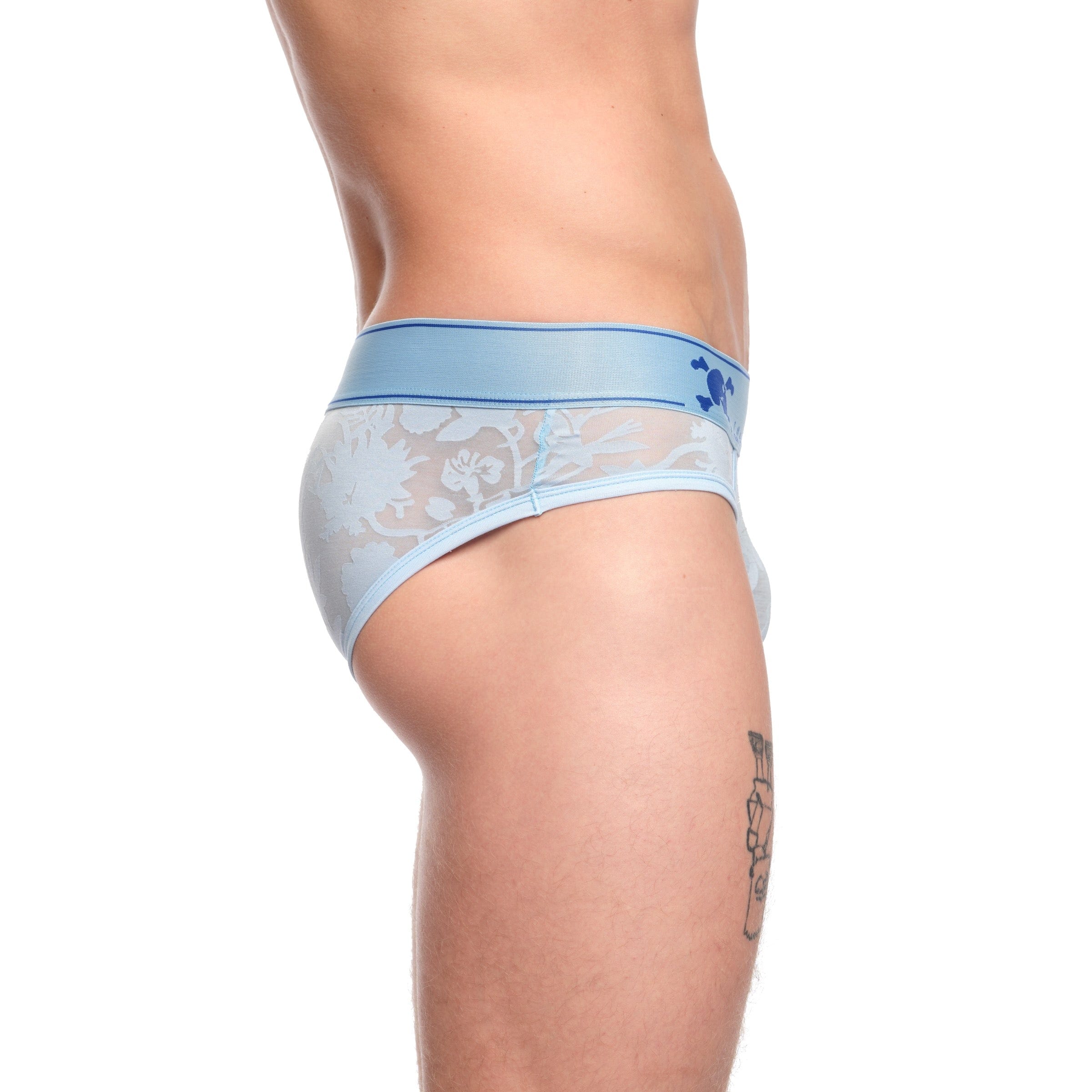 Dutch Floral Burnout Brief Sky - Women's Lace Underwear Set, Comfortable & Breathable Panties for Daily Wear, Sleep & Special Occasions