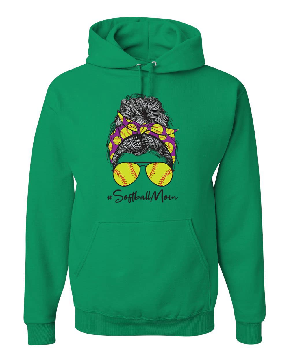 Wild Bobby Messy Bun Softball Mom Hoodie - Unisex Sports Lover Sweatshirt for Game Day & Mother's Day | Perfect for Baseball Moms, Team Spirit & Casual Wear
