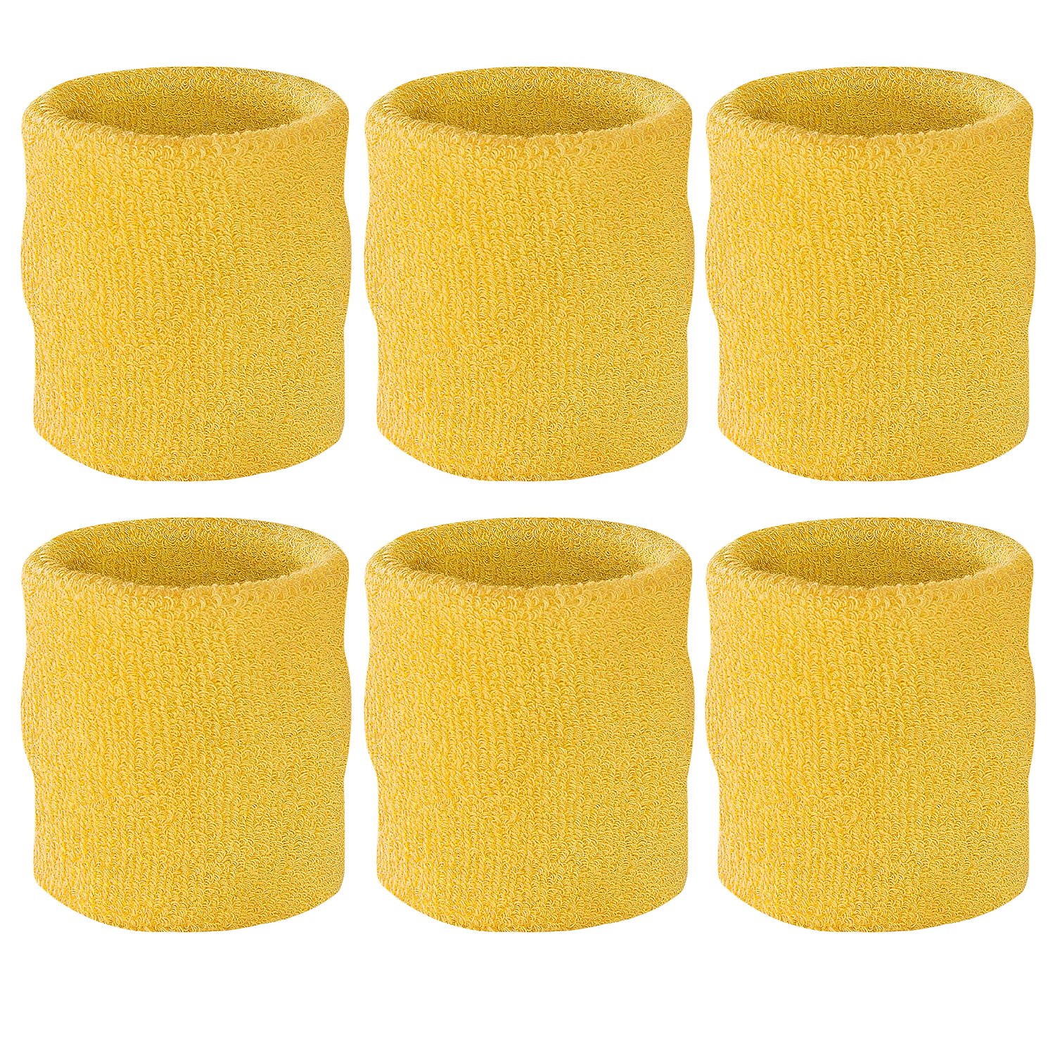 Breathable Cotton Wrist Sweatbands for Sports & Fitness - Absorbent Basketball Football Tennis Workout Bands (Yellow, 3.5