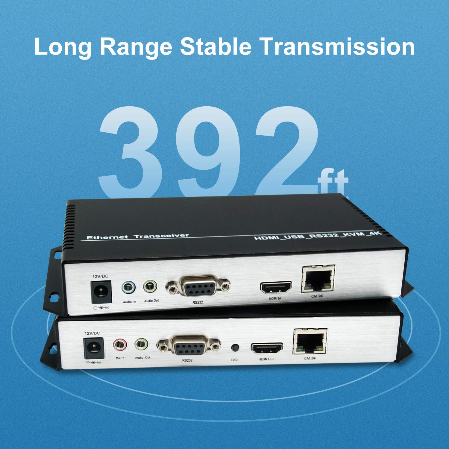 ORIVISION 4K/1080P HDMI USB KVM Extender Over CAT5/6 Cable - 120M (390ft) Range, 1080P@30Hz, Keyboard & Mouse Sharing, USB 2.0 & HDMI 1.4 Support - Ideal for Home Office, Data Centers, and Multi-Computer Workstations
