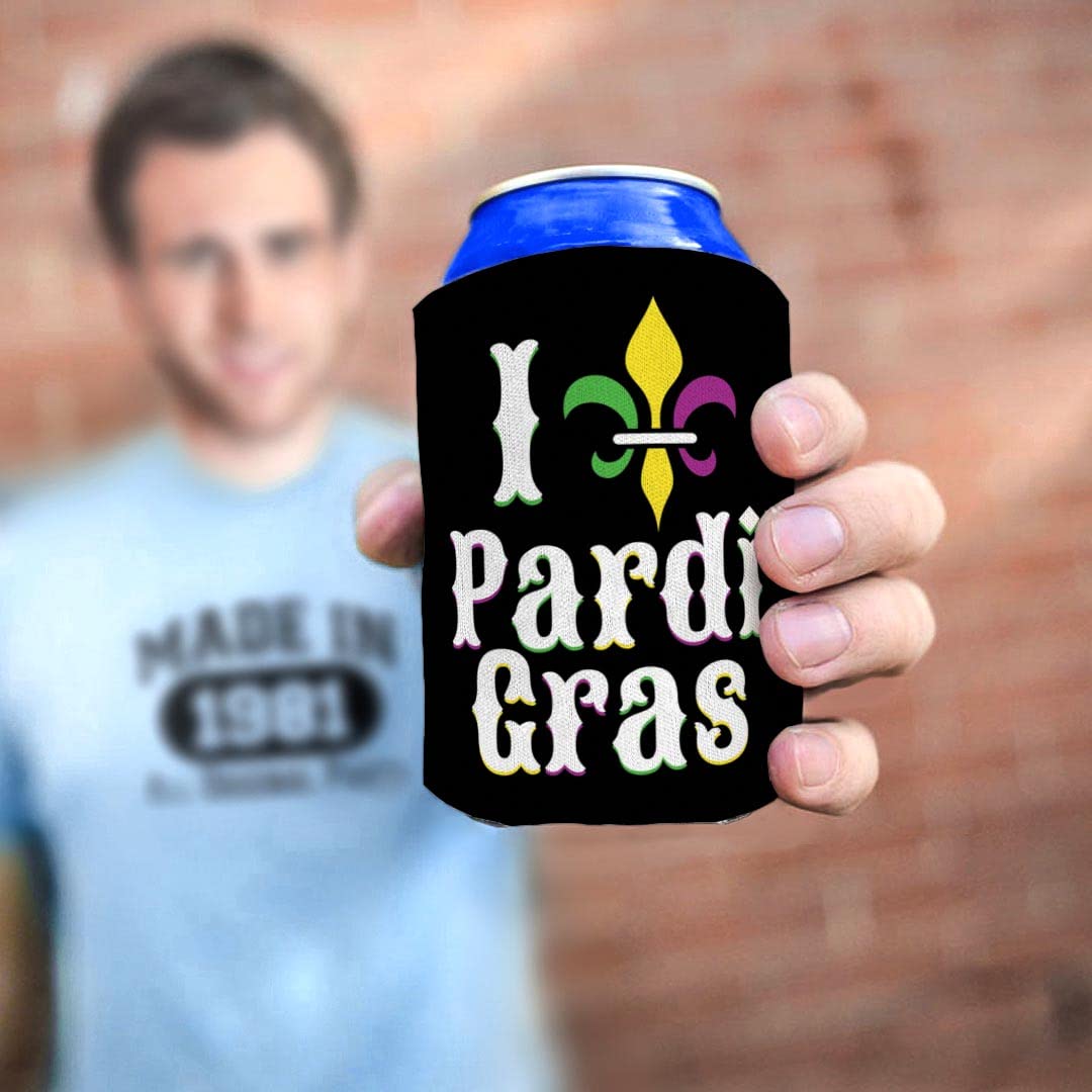 48-Pack Mardi Gras Drink Can Coolers with Fleur-de-Lis Design - Insulated Beer Koozies for Pardi Gras Parties, Festivals & Outdoor Events